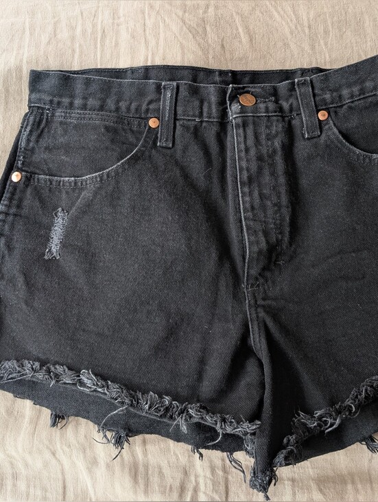 Wrangler Pants - Wrangler Black Frayed High Rise Denim Women's Shorts
